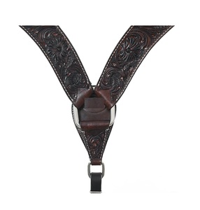 Collier de poitrine en cuir noir usiné Western Trail Pleasure Barrel Roping Plastron Accessoire Riding Pleasure Western Saddle - Product Image 2