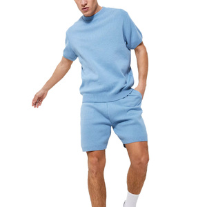 Conjunto de jogging de dos piezas de verano personalizado de calidad superior para hombre, pantalones cortos transpirables, camisetas de patrón sólido, ropa de calle de talla grande - Product Image 1