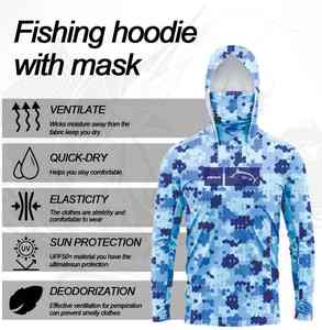 Design personnalisé UPF 50 Mesh Hoodie Jersey UV Protection Solaire Vêtements Quick Dry Camo Long Sleeve Hoodie - Product Image 3