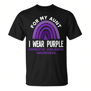 Camiseta de Concienciación sobre la Violencia Doméstica con la Frase 'I Wear Purple For My Aunt', Manga Corta, Unisex, Cuello Redondo, para Adultos, para Caminatas y Carreras, con Serigrafía - Product Image 3