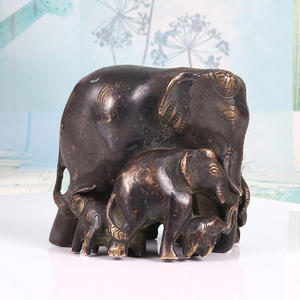 Escultura de estatua de familia de elefante de bronce antiguo de latón indio hecho a mano 10,00X10,00 cm de cm para decoración del hogar y artículos de regalo - Product Image 6