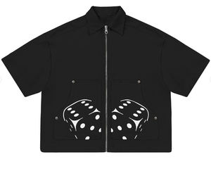 Haut en coton imprimé logo vintage personnalisé Crop Boxy Fit chemise à col zippé avec nouvelle poche à manches courtes à la mode Design vierge - Product Image 1