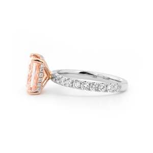 Bague élégante pour femme en diamant rose 3,00 carats, taille princesse brillant VS1, avec pavé et halo caché - Product Image 2