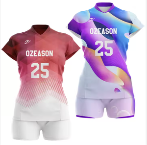 Camiseta de voleibol transpirable de tela de poliéster impresa en blanco personalizada uniformes de voleibol de diseño negro para mujer - Product Image 2