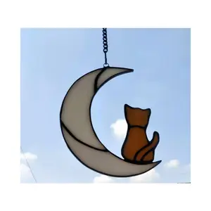 TOP qualidade vitral pendurado suncatcher ouro cão príncipe para decoração