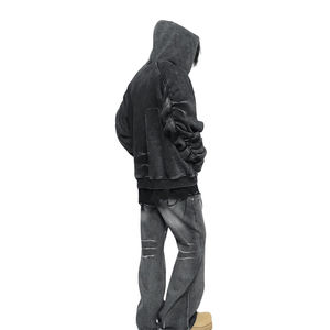 Sweat-shirt vintage de haute qualité personnalisé avec poche kangourou, épaules tombantes, manches bouffantes, sweat-shirt pour homme - Product Image 3