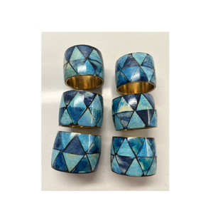 Meilleur design porte-serviettes incrusté d'os, ensemble de 6 pièces, ronds de serviette sur pied en noir et blanc pour les fêtes - Product Image 3