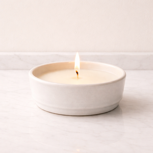 Classic White Ceramic <b>Candle</b> Vessel Wide Bowl Smooth Matte Finish Heat Resistant Durable Reusable Single Wick Elegant Home Decor - Product Image 1