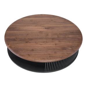 Table basse adaline en métal à structure en fer avec plateau en bois de teck massif pour intérieur et extérieur - Product Image 1