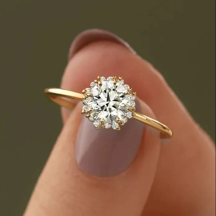 22K Puur Rose Goud Wit Geel Gouden Ring Met Originele Natuurlijke Diamanten In Een Unieke Desgine Voor Dames En Heren Ring