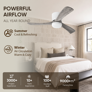 USA In Stock Modern 42 Inch <b>Ceiling</b> Fan with <b>Light</b> Flush Mount Solid Wood Design Quiet DC Motor for Bedroom Living room - Product Image 2