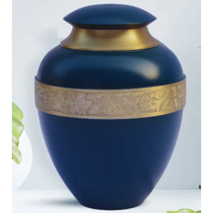 โกศใส่เถ้ากระดูกสำหรับผู้ใหญ่ขี้เถ้ากระดูกโกศโลหะสีน้ำเงินสไตล์วินเทจ - Product Image 3