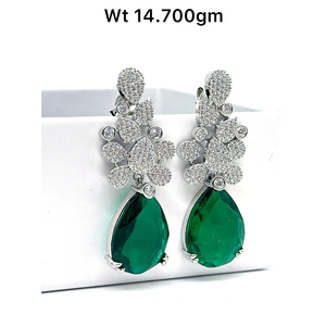 Pendientes colgantes de cristal de Zirconia cúbica completamente pavimentados para mujer, fiesta de boda, colgante de gota de plata 925 diario, pendientes de CZ - Product Image 3