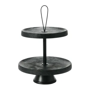LuxeServe 2-Tier Black Aluminum <b>Cake</b> <b>Stand</b> Stylish and Durable Design for Weddings Parties Home Decor Made of Wood and Metal - Product Image 5
