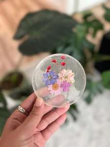 ชุดถาดรองแก้วทำจากเรซินและไม้ช่างฝีมือพื้นผิวมันวาวสวยงามลวดลายและสีสันสดใสจานรองแก้วหินสำหรับงานกิจกรรม - Product Image 5