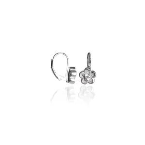 Women's 925 Silver <b>Flower</b> Stud Earrings Crystal Rhinestone Micro Insert Brilliant Cut Cute Everyday Wear Brand Made Rajasthan - Product Image 2