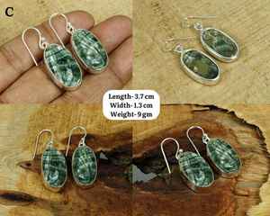 Pendientes de serafinita verde en plata de ley 925 Natural May Birthstone joyería regalo para ella hecho a mano - Product Image 4