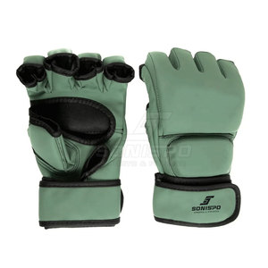 Gants de MMA SONISPO à demi-doigts en cuir PU avec fermeture, anti-humidité, unisexe, verts, pour l'entraînement aux arts martiaux - Product Image 4