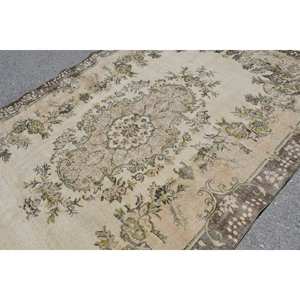 Alfombra turca vintage Beige verde 6,5 X 9.5ft tejido plano de lana con patrón de retazos para decoraciones de sala de estar - Product Image 5