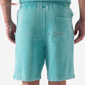 Pantalones cortos holgados lavados con ácido para hombre, ropa de calle Vintage de algodón 100%, estilo informal atractivo con aspecto lavado - Product Image 3