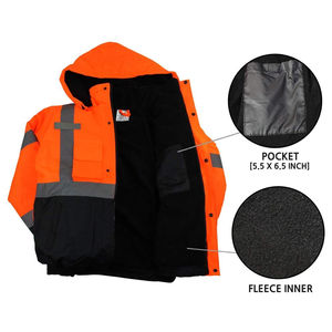 Venta al por mayor poliéster personalizable OEM Hi vis ropa de trabajo impermeable de manga larga seguridad reflectante chaqueta de invierno cinta reflectante - Product Image 3