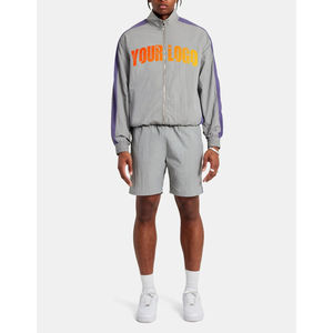 Vêtements personnalisés, short et veste de jogging, deux pièces, survêtement en polyester avec fermeture éclair, survêtement en nylon, ensemble de short coupe-vent pour hommes - Product Image 1