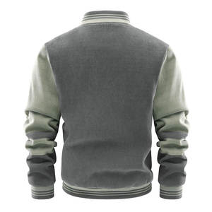 Veste universitaire décontractée brodée en laine personnalisable pour hommes, col montant, logo avant, manches vierges d'hiver, traitement enduit - Product Image 3