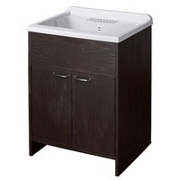Panier à linge rectangulaire multifonction en céramique brillante aspect bois, qualité italienne Negrari, durable, à poser sur lavabo