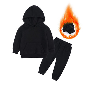 Best Selling <b>Kids</b> <b>Black</b> <b>Tracksuits</b> in Cotton Fleece Fabric Sports Active Wear Outdoor / Outfits Two Piece Sets - Product Image 2