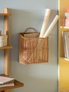 Panier mural en rotin Offre Spéciale naturel tissé suspendu décoration murale Boho panier en osier fait à la main rangement décoratif pour la maison salon - Product Image 3