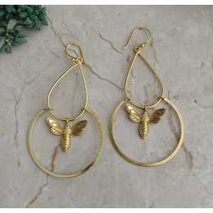 Brass Handmade Gold Plated Drop Earrings with Pearl and Diamond for Party Wedding <b>Gift</b> - Product Image 2