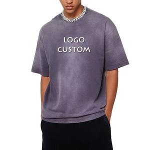 Camiseta con logotipo personalizado para hombre, cuello redondo, alta calidad, lavado con ácido, hombro caído, colores personalizados con estilo, tallas más Personalizadas, Camisetas - Product Image 1