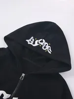 Özel %100 Pamuklu Örme Astarlı Erkekler İçin Cepli Şişirme Baskılı Kapüşonlu Sweatshirt Büyük Beden Toptan