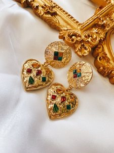 Baroque Art Deco <b>Stud</b> <b>Earrings</b> 925 <b>Sterling</b> <b>Silver</b> 14k Gold Plated IGI Certified Colourful Vintage Elegant Anniversary Gift - Product Image 3