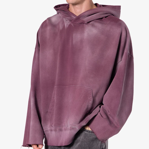 Sudadera con capucha térmica desgastada con lavado ácido de algodón 100% para hombre, jersey de diseño con estampado en relieve de manga larga, Sudadera con capucha de marca de invierno - Product Image 1