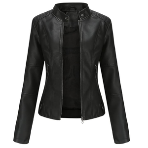 Veste de motard en similicuir noir pour femme, vente en gros, par Novenza - Product Image 1