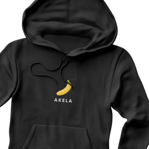 Akela Banana Print Black Hoodie Unisex Soft Cotton Fleece Pullover Casual Streetwear Moda Cálido Invierno Sudaderas de moda - Product Image 4