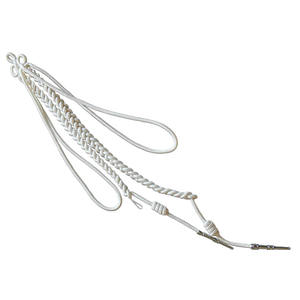 Marruecos de color plateado, las puntas de color dorado. Agujetas de Seda Blancas con Etiquetas Plateadas, Cordón de Macramé Recubierto, Acabado para Prendas - Product Image 4