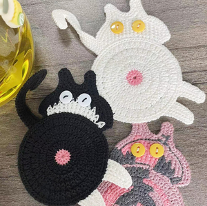 Sous-verre rectangulaire moderne en tricot réutilisable, fait à la main, en argile douce, résistant à la chaleur, sous-verre de table - Product Image 3