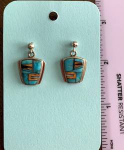 925 argent Sterling naturel Turquoise lunette boucles d'oreilles Style bohême fait à la main 925 boucles d'oreilles en argent Sterling breloque pour cadeau - Product Image 2