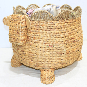 Artex Dong Thap Panier de rangement en jacinthe d'eau tissé à la main avec motifs floraux brodés pour la décoration et l'organisation de la maison - Product Image 5