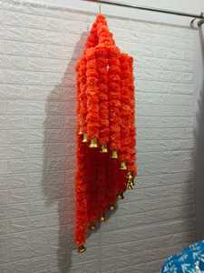Guirlande suspendue artificielle Genda Phool avec cloche, lustre en marigold pour Diwali, mariage, temple domestique et décoration de plafond de festival - Product Image 4