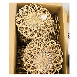 Placa de cargador de ratán festivo para comidas navideñas Placa de cargador de ratán vintage rústico para uso diario - Product Image 1