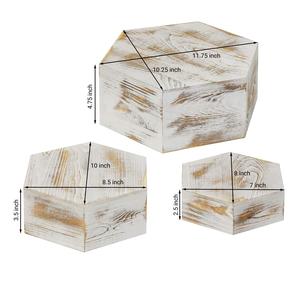 Moules à gâteau hexagonaux en bois blanchi écologiques, lavage à la main uniquement, pour décoration d'événements rustiques, présentoirs de vente au détail et aménagement intérieur - Product Image 2