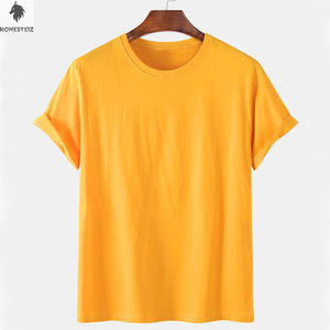 เสื้อยืดผ้าฝ้าย100% สำหรับผู้ชายระบายอากาศคอกลมสไตล์ฮิปฮอปเทคนิคการย้อมสีพื้นแบบเรียบ - Product Image 1