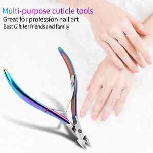 Pinzas para cutículas de acero inoxidable arcoíris Premium, cortaúñas afiladas, herramienta de manicura de doble resorte para dedos de manos y pies - Product Image 5