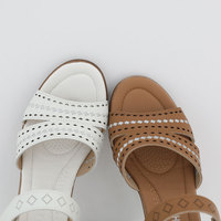 [JSHOE] Meilleures critiques en ligne Sandales plates en cuir d'action léger Rainsome en cuir de vachette avec fermeture velcro Sandales pour femmes