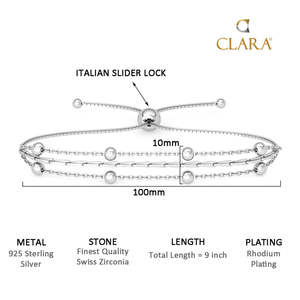 Bracelet multi-chaînes en argent pur 925 CLARA, plaqué or rhodié, pour fêtes, mariages, cadeaux, avec diamant et perle - Product Image 6