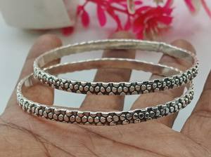 925 <b>Silver</b> Plated 2 Set Pattern Textured Vintage Bahamian Daily Wear <b>Bangle</b> Stackable Adjustable Bracelet <b>Women</b> Fashion Jewelry - Product Image 5