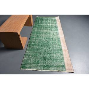 Tapis en laine moderne de grande surface de 3.4x7,9 pieds Tapis turcs à motif abstrait vert beige pour couloir, rectangle, chambre à coucher/chevet en latex - Product Image 1